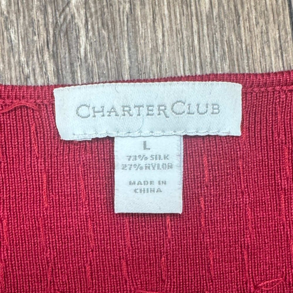 Charter Club Red Cardigan Sweater Women’s Size Large - Picture 2 of 13